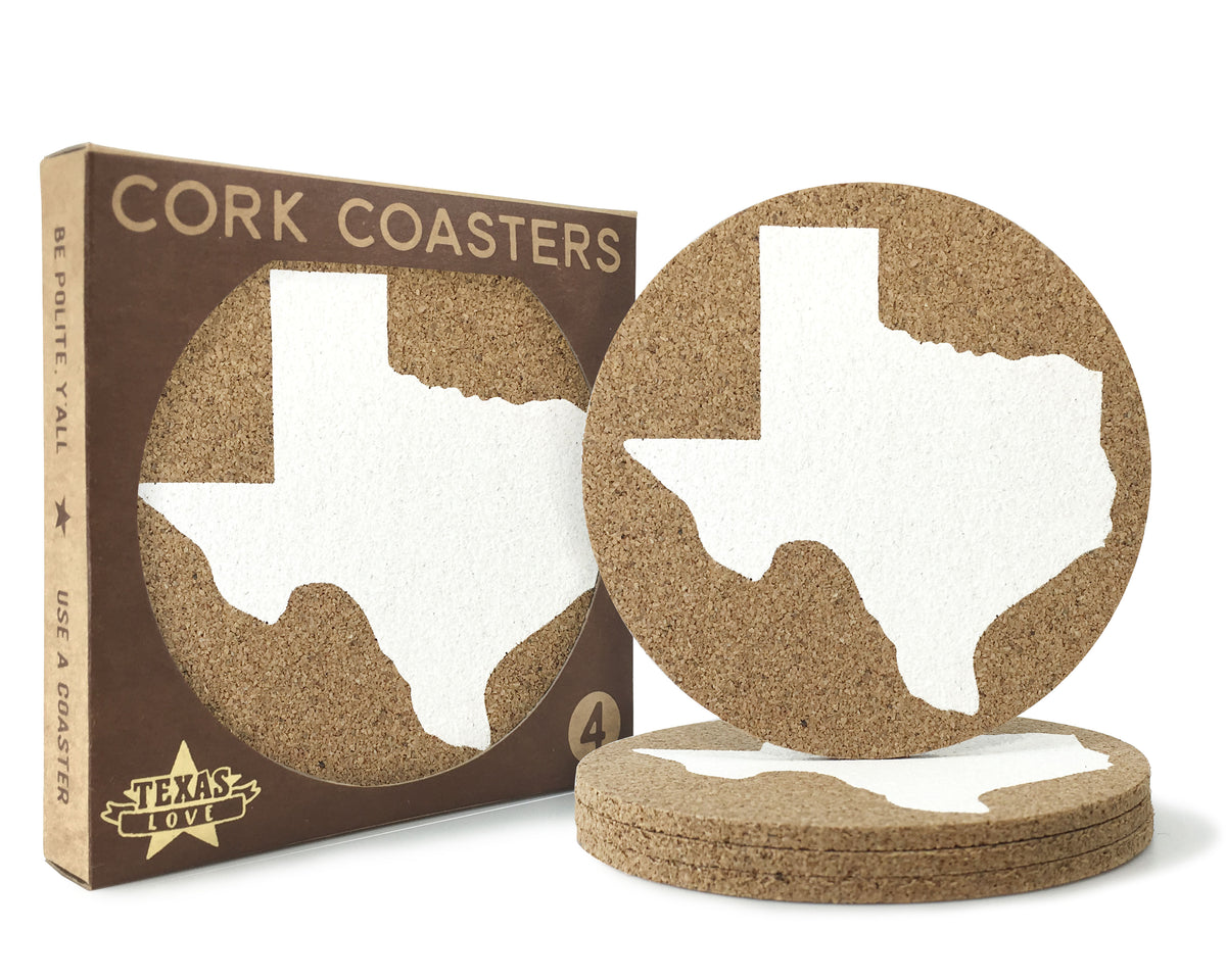 Y'all Texas Coasters 3.5 Inch Cork Coasters - Set of 4 – Texas