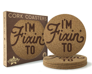 I'm Fixin' To Texas Cork Coasters 3.5 Inch Coasters - Set of 4