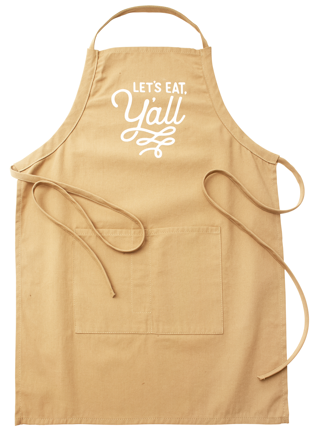 Let's Eat Y'all Khaki Texas Apron with Pockets Texas Gift