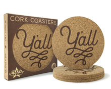Y'all Texas Cork Coasters 3.5 Inch Coasters - Set of 4