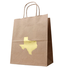 Texas Gift Natural Kraft Bag with Gold Foil Texas Shape Cub Size - Set of 6