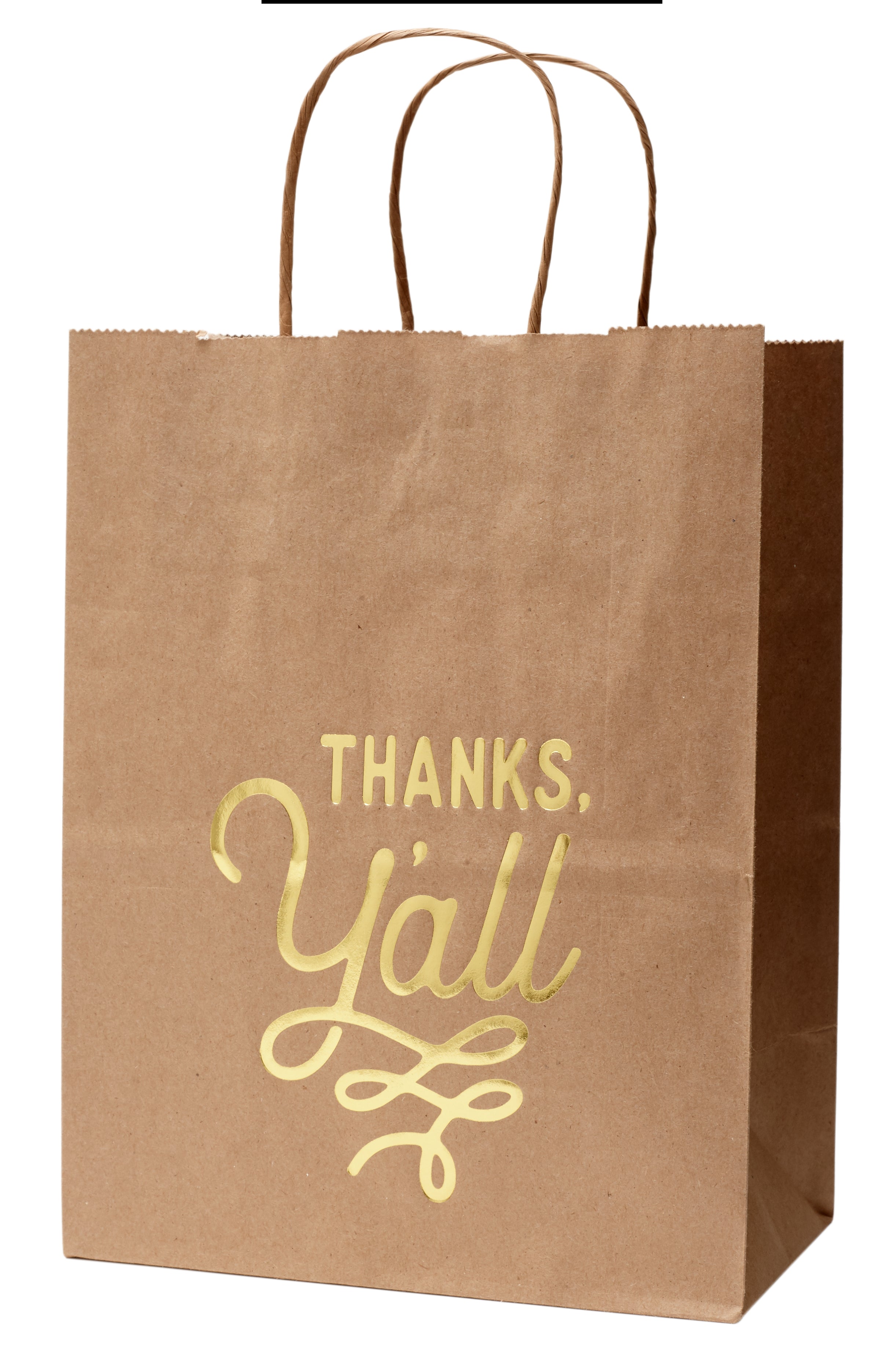 Thank You Gift Bag with Thanks, Y'all Design in Kraft - Set of 6