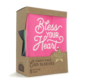 Bless Your Heart Party Pack of Can Sleeves in Five Colors - Set of 5