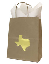 Texas Gift Natural Kraft Bag with Gold Foil Texas Shape Cub Size - Set of 6