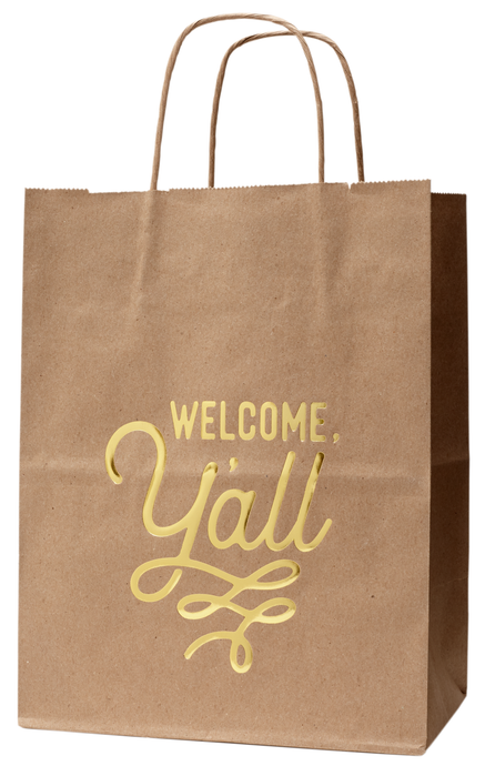 Welcome Gift Bag with Welcome, Y'all Design Kraft Bag - Set of 6